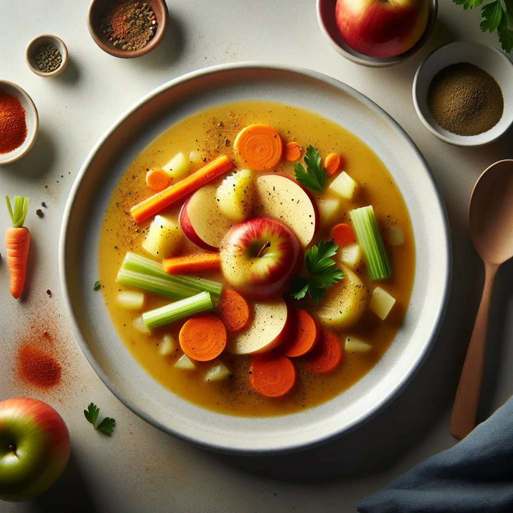Apple and Potato Soup with Carrot and Celery