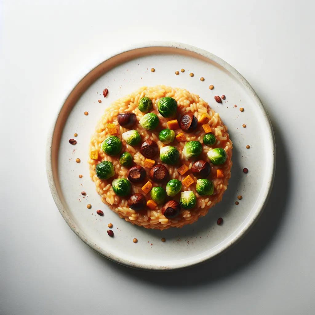Autumnal Chestnut and Saffron Risotto with Roasted Brussels Sprouts