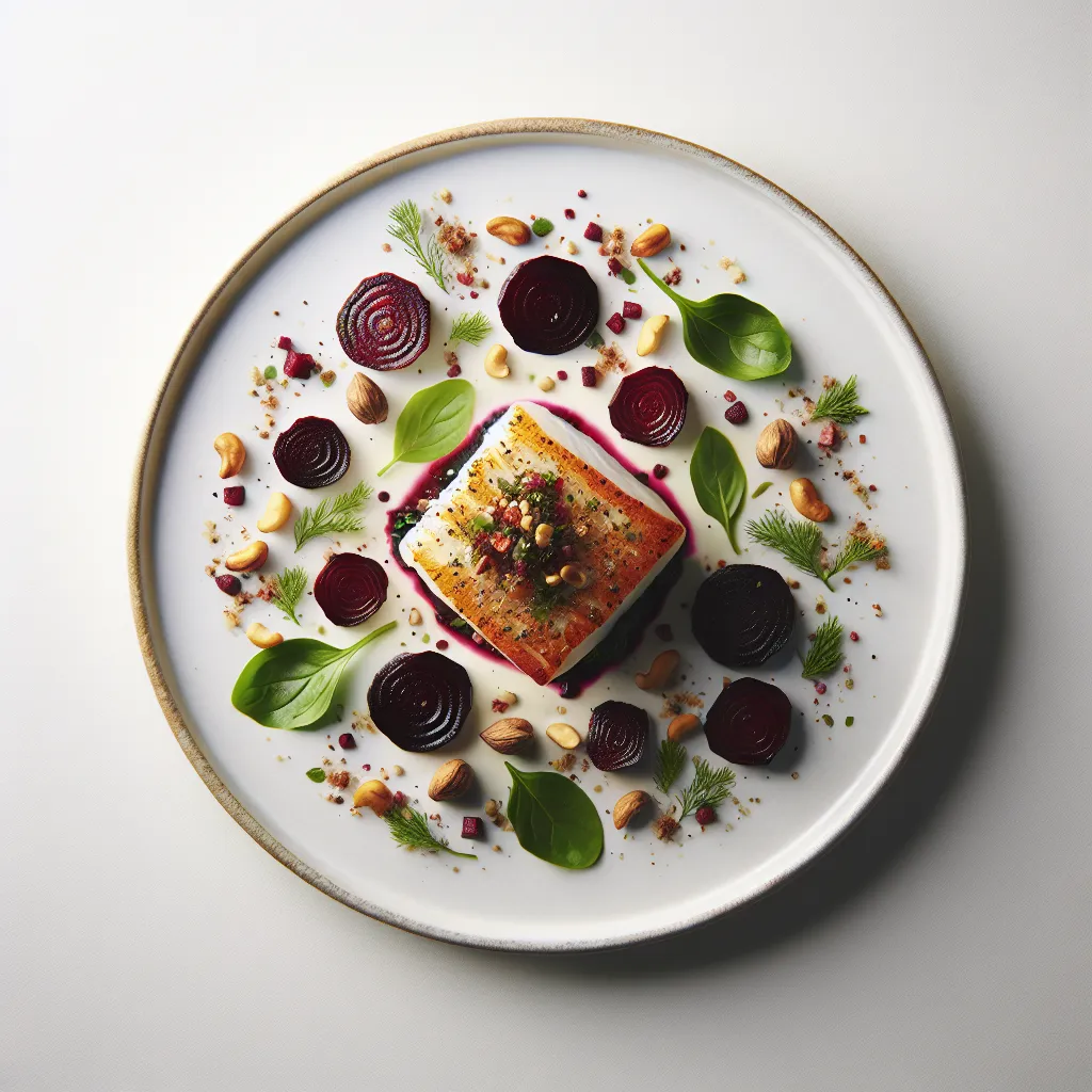 Autumnal Cod with Roasted Beetroot and Hazelnut Gremolata