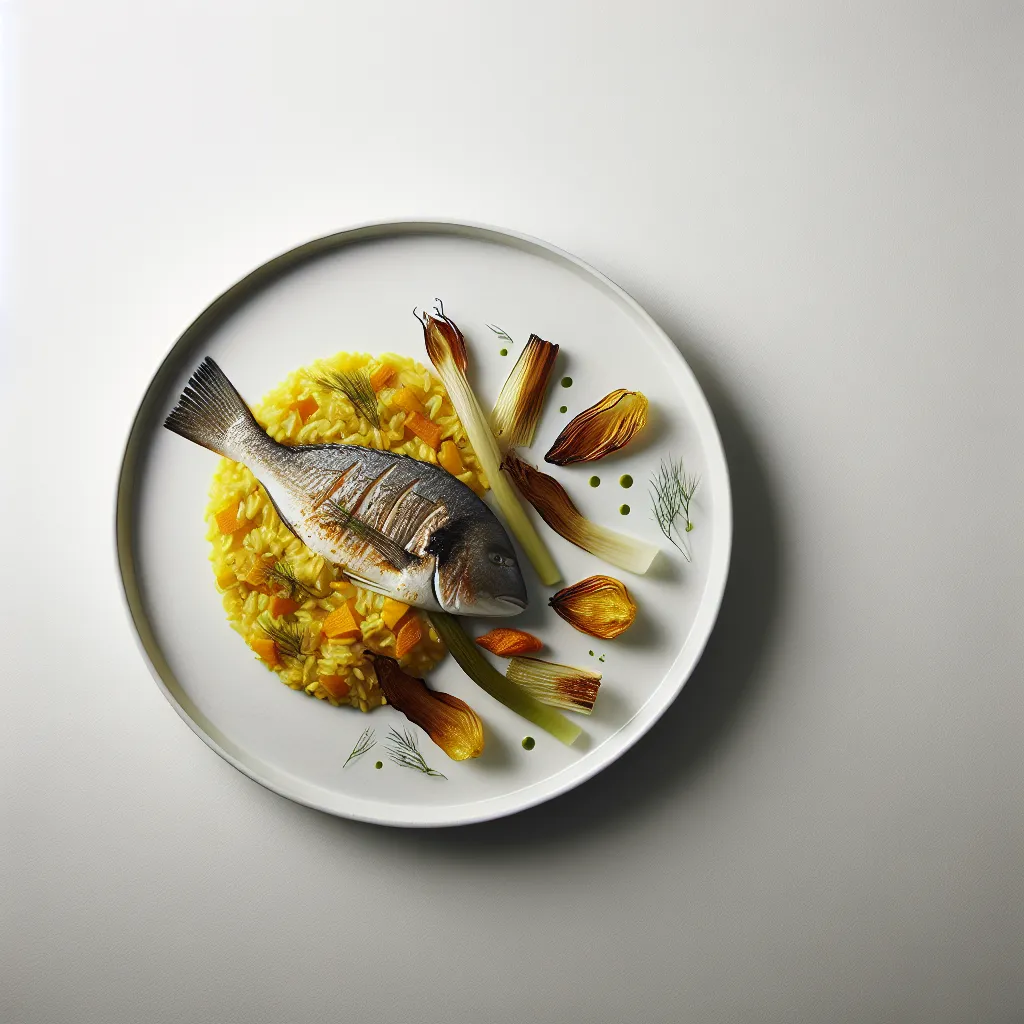 Autumnal Sea Bream with Saffron Risotto and Roasted Fennel
