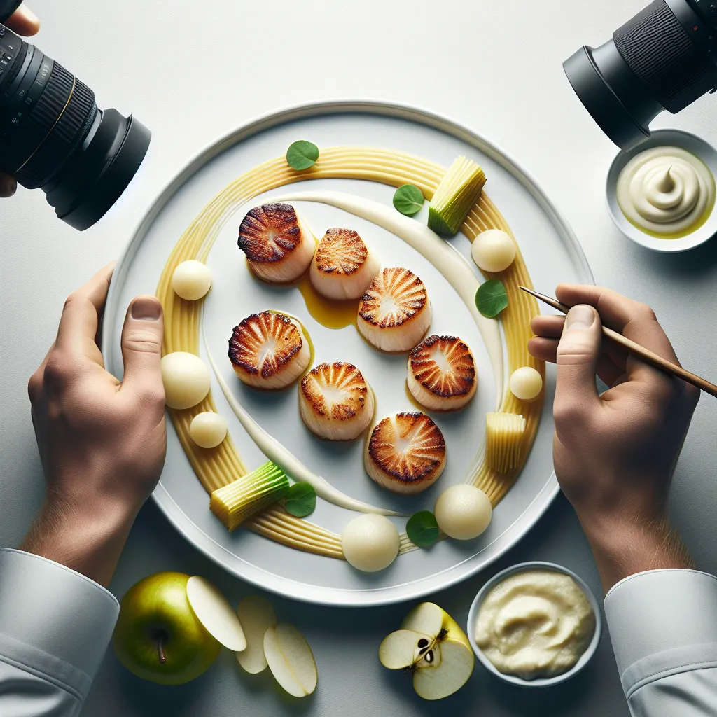 Autumnal Seared Scallops with Celeriac and Apple Puree