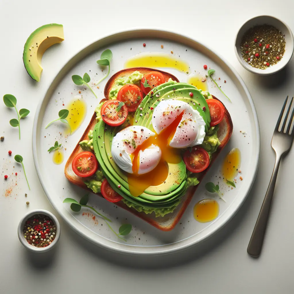 Avocado Toast with Poached Eggs and Tomato