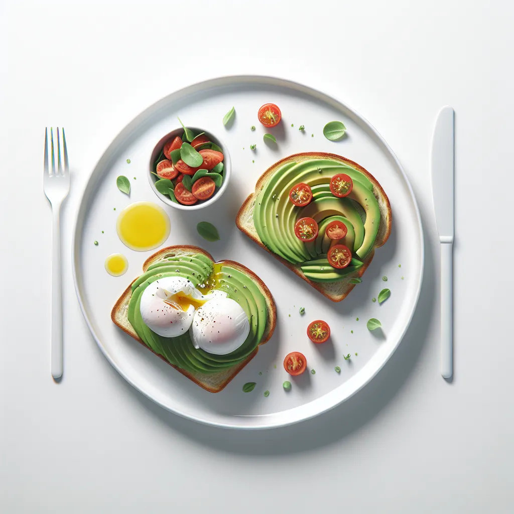 Gourmet Avocado Toast with Poached Eggs and Tomato Salad