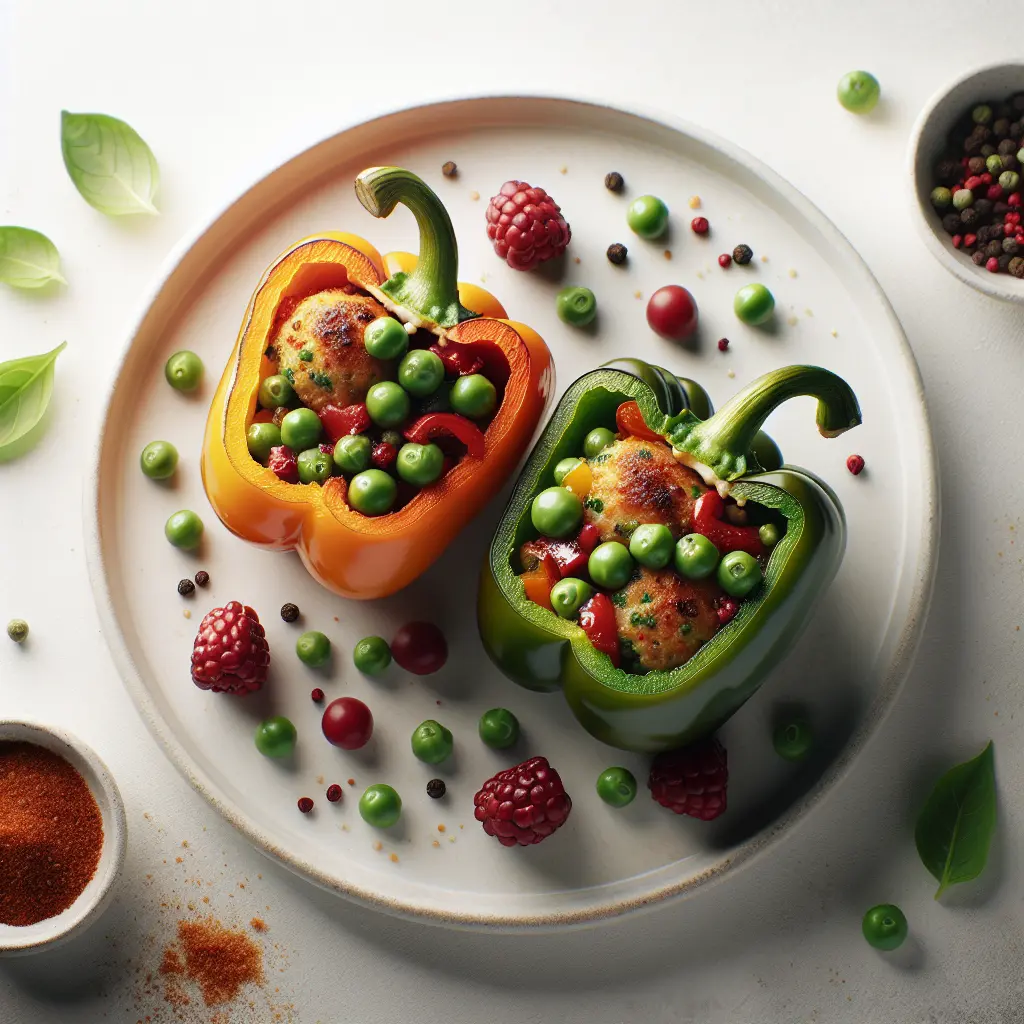 Autumn Berry and Pea Stuffed Bell Peppers