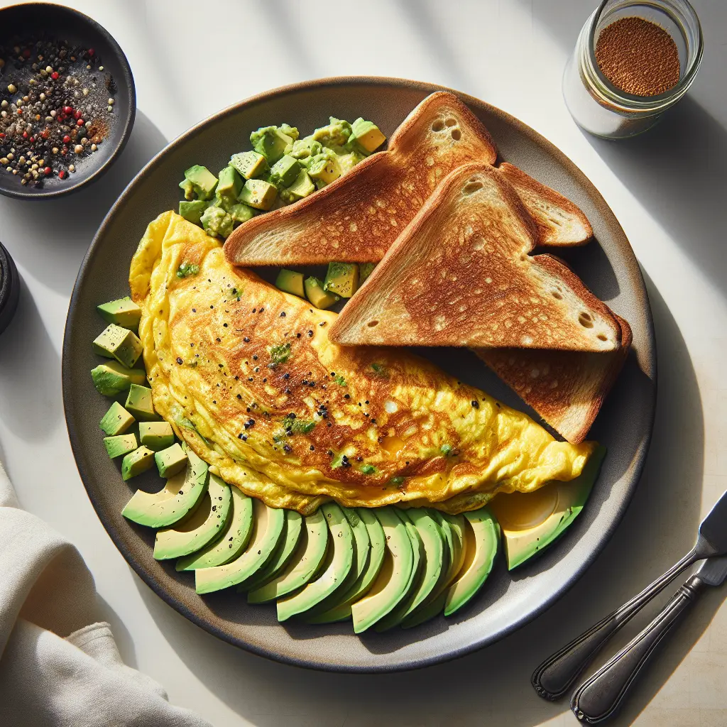 Hearty Breakfast Omelette with Avocado Toast