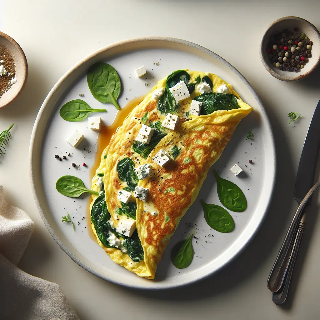 Autumn Breakfast Omelette with Spinach and Feta