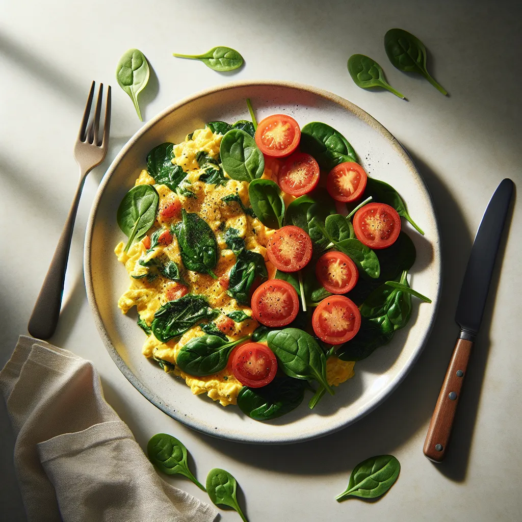 Breakfast Scramble with Spinach and Tomatoes