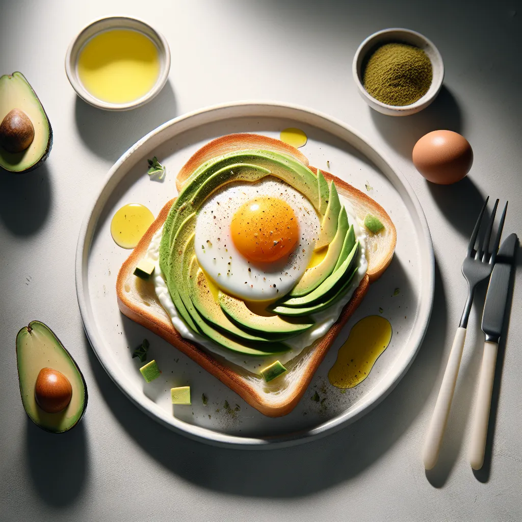 Breakfast with White Bread and Avocado Egg Mash