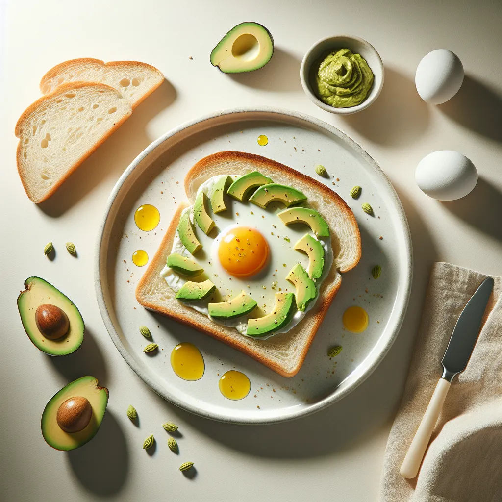 Breakfast with White Bread and Avocado Egg Spread