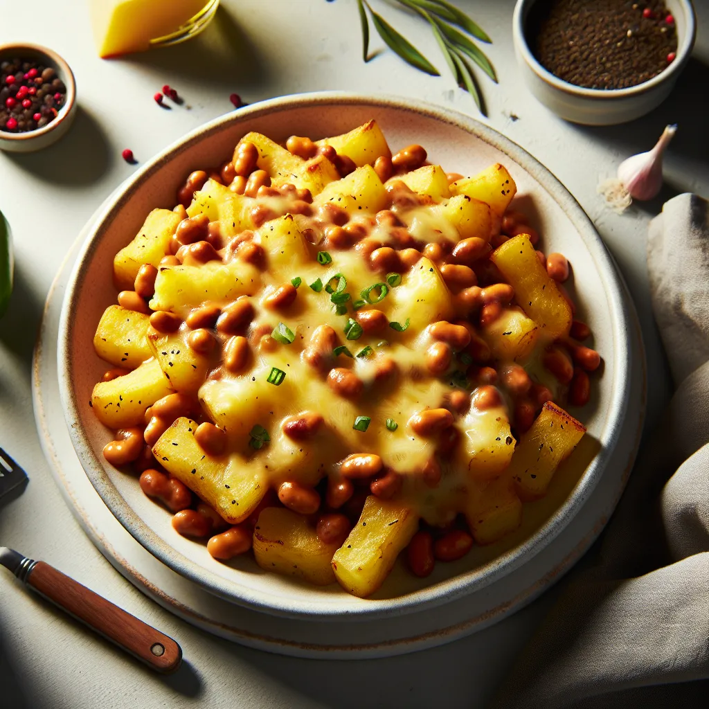 Cheesy bean potatoes