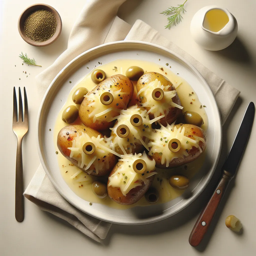 Cheesy Stuffed Potatoes with Olives