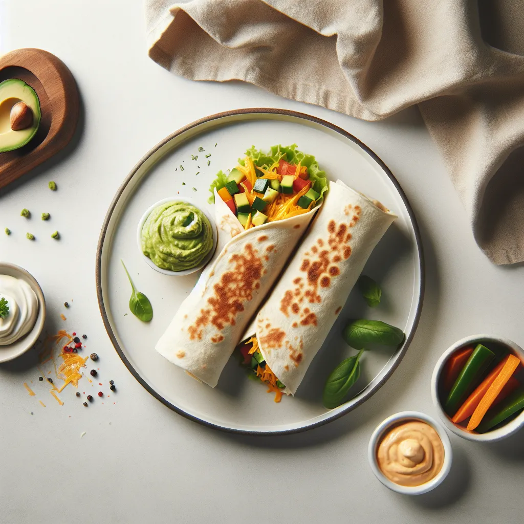 Cheesy Veggie Wraps with Avocado Dip