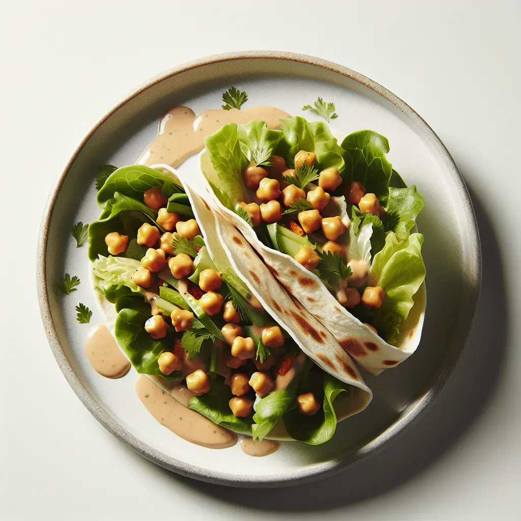 Chickpea and Lettuce Wraps with Tahini Dressing