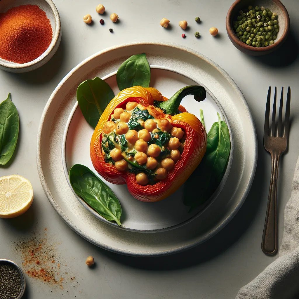 White Bean and Spinach Stuffed Bell Peppers