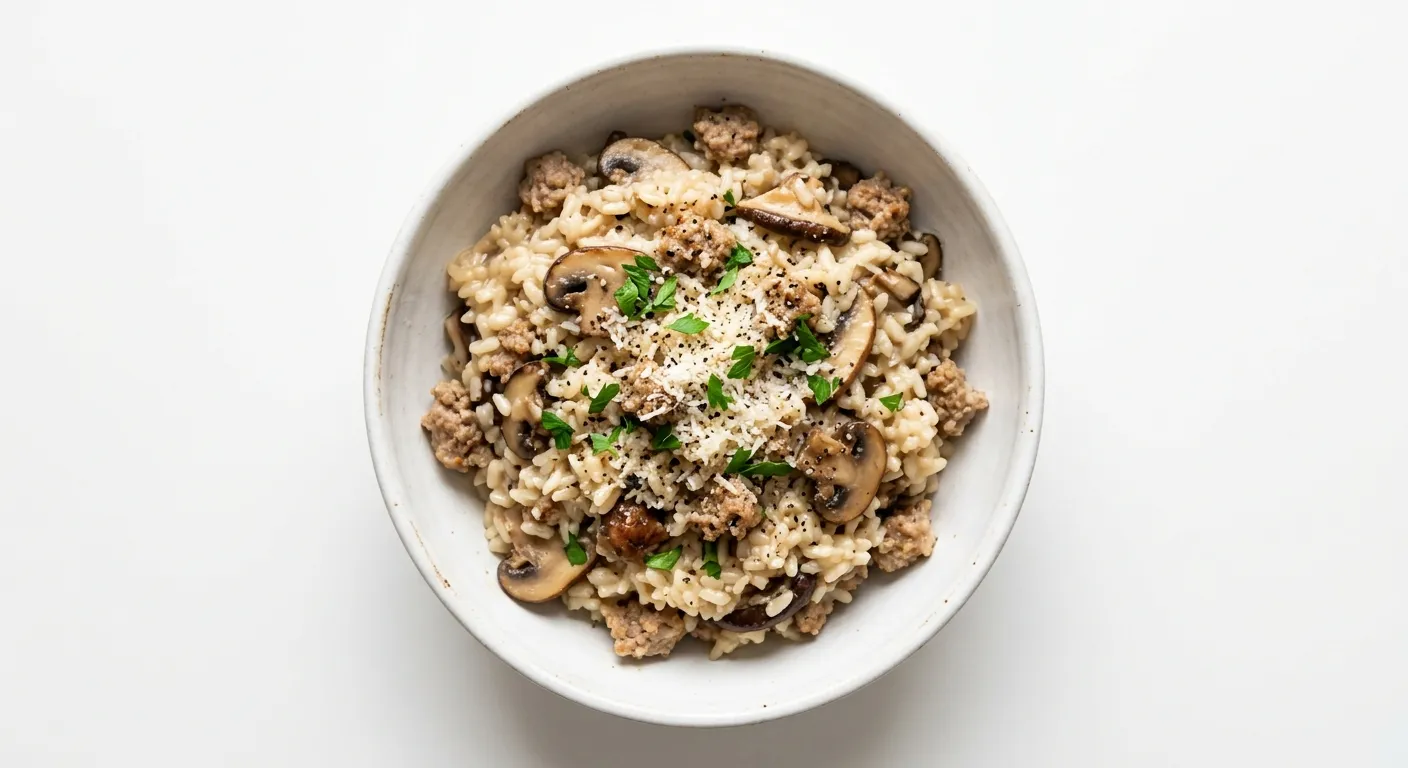 Creamy Risotto with Mushrooms and Sausage