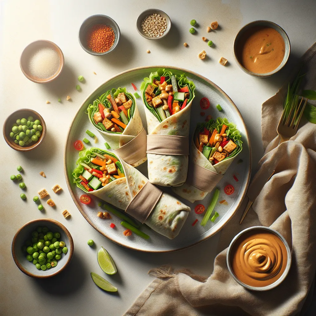 Crunchy Veggie Wraps with Thai Peanut Sauce