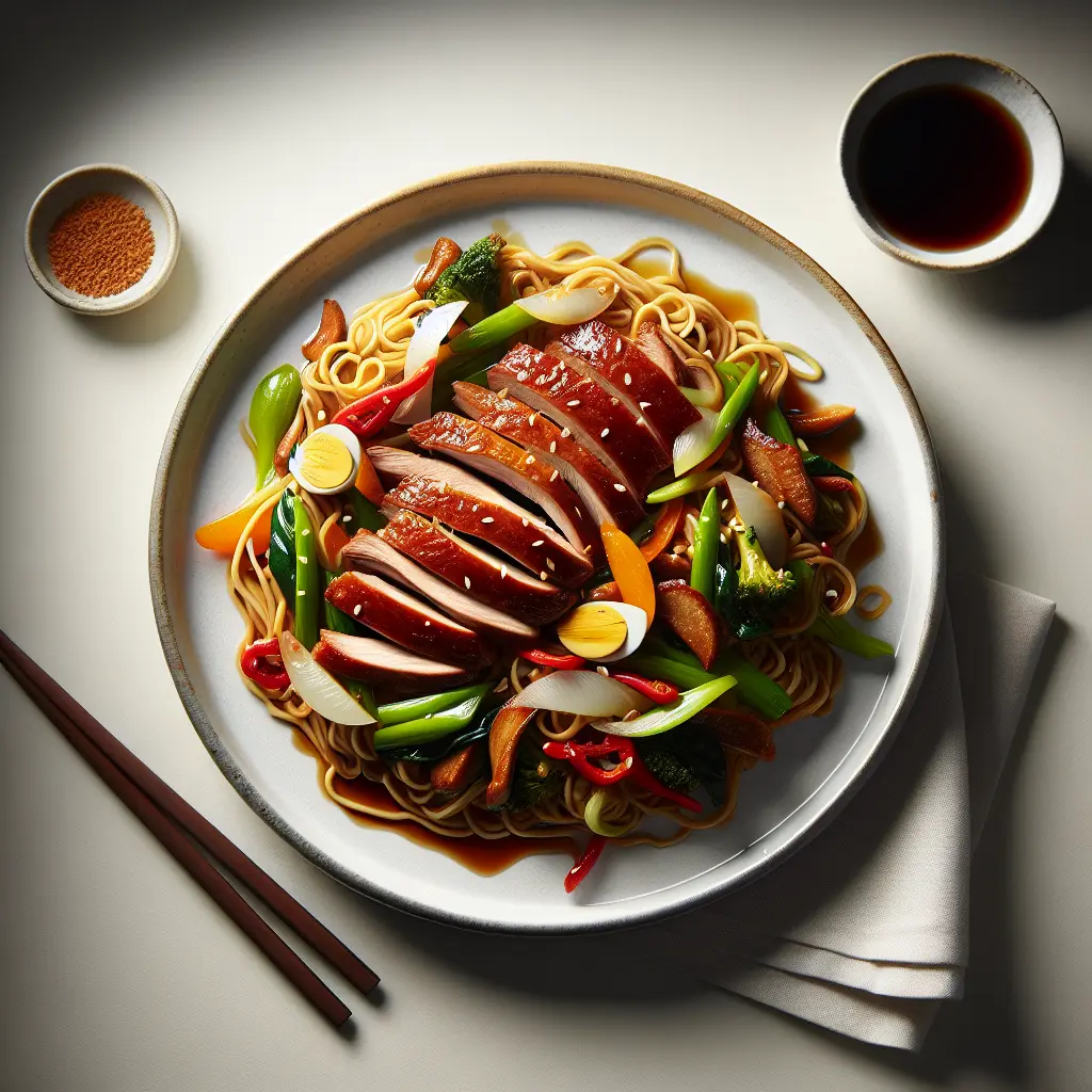 Duck Stir-Fry with Vegetables and Noodles