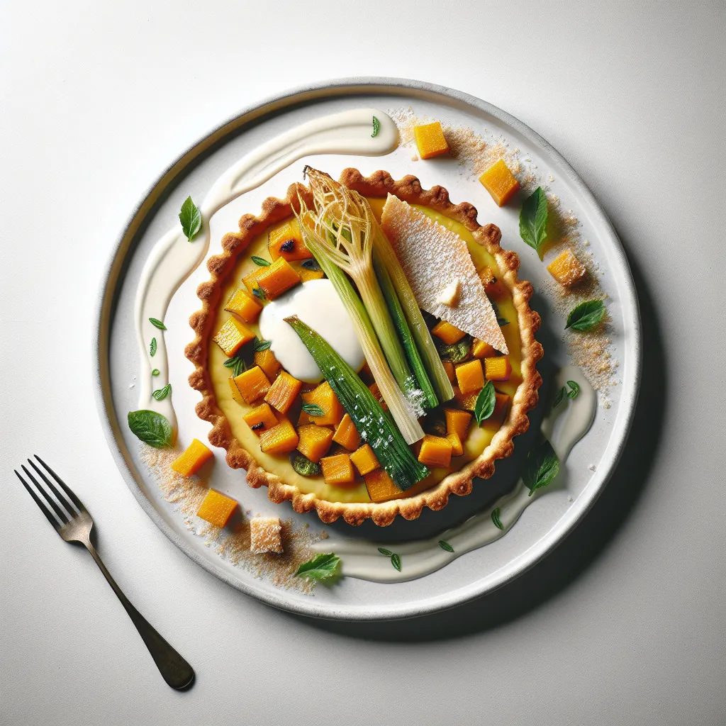 Elegant Roasted Butternut Squash and Celery Root Tart with Parmesan Crisp