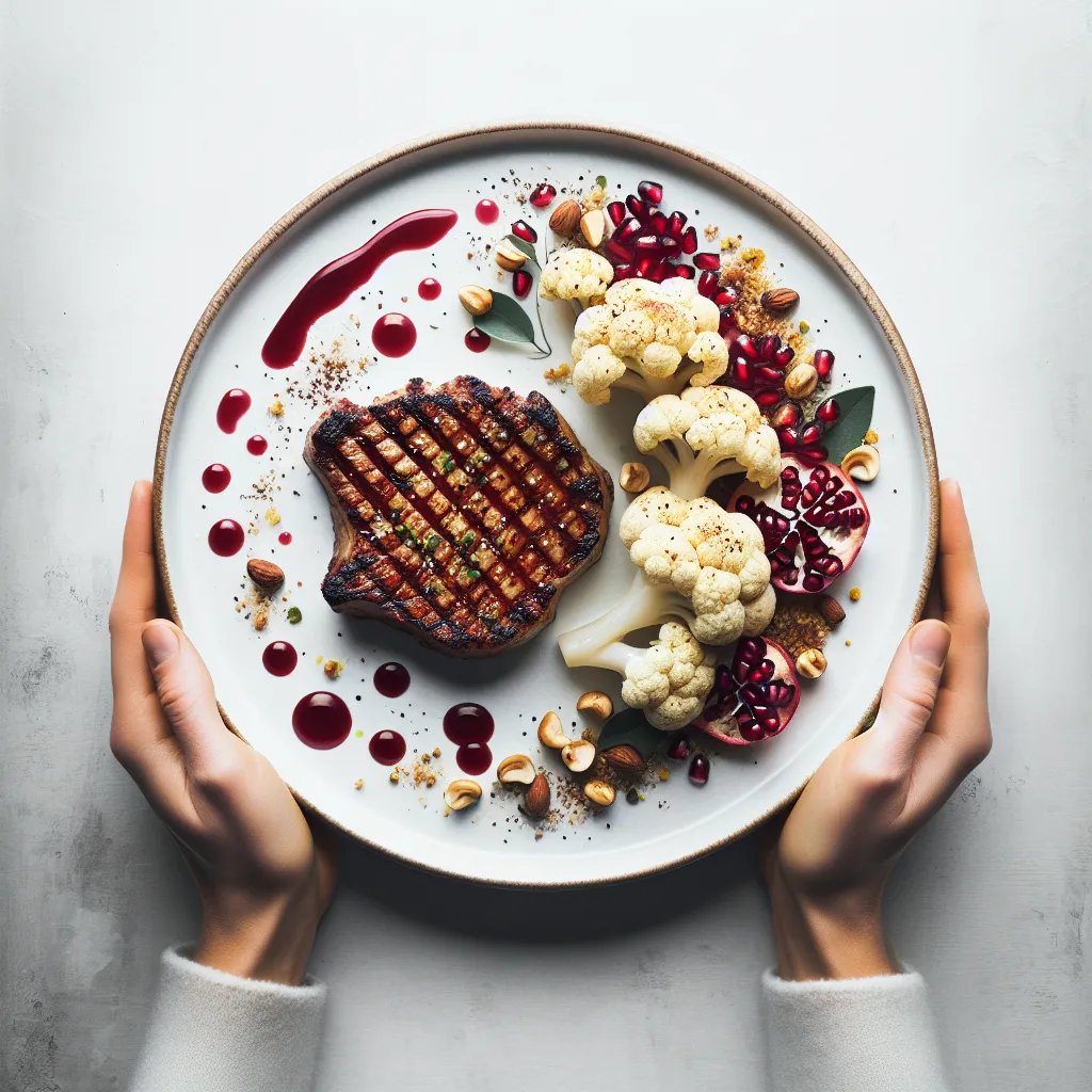 Elegant Roasted Cauliflower Steak with Hazelnut and Pomegranate