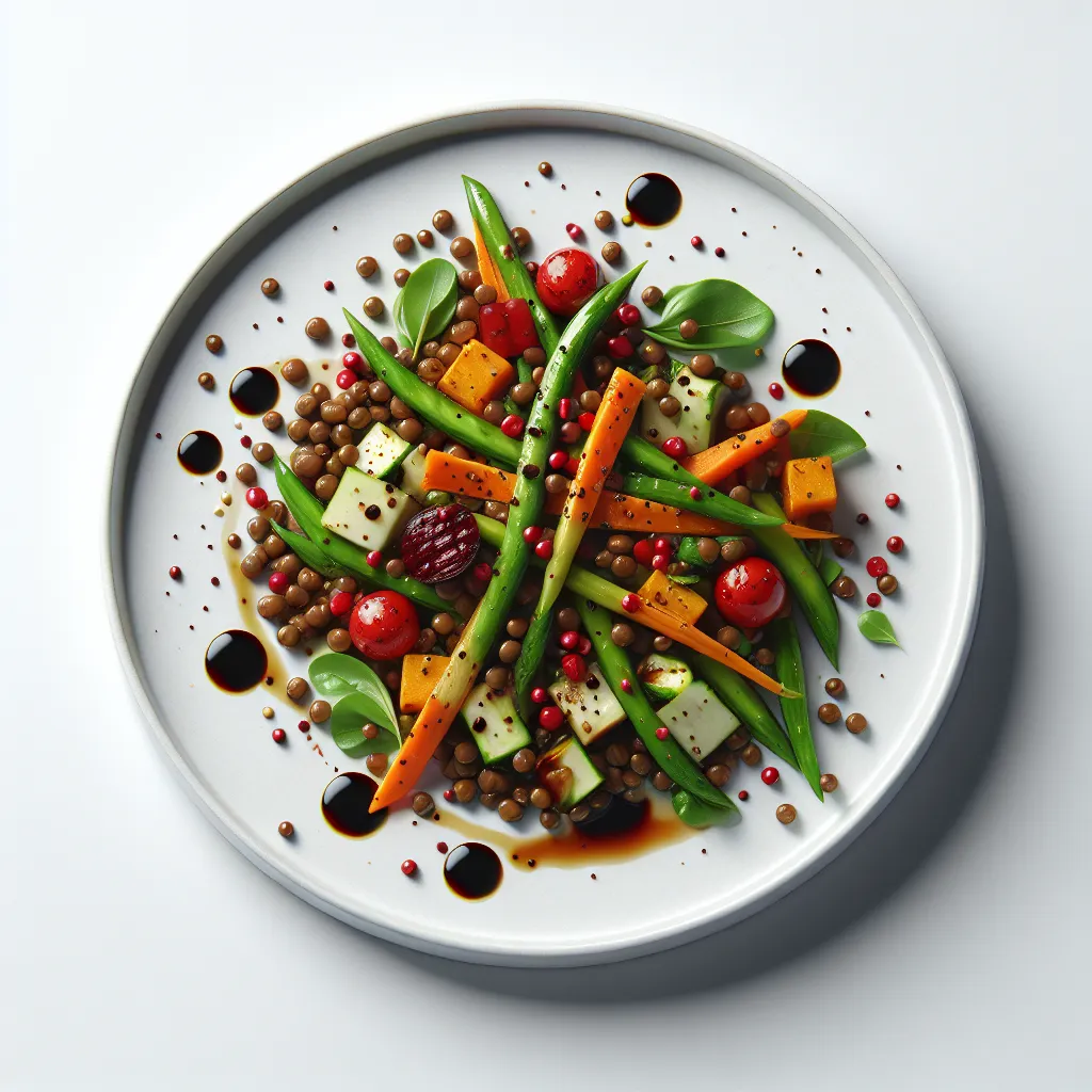 Elegant Winter Vegetable and Lentil Salad with Balsamic Glaze
