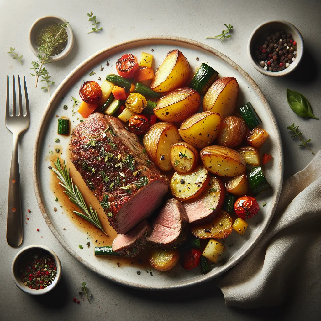 French Herb-Crusted Lamb with Roasted Potatoes and Ratatouille