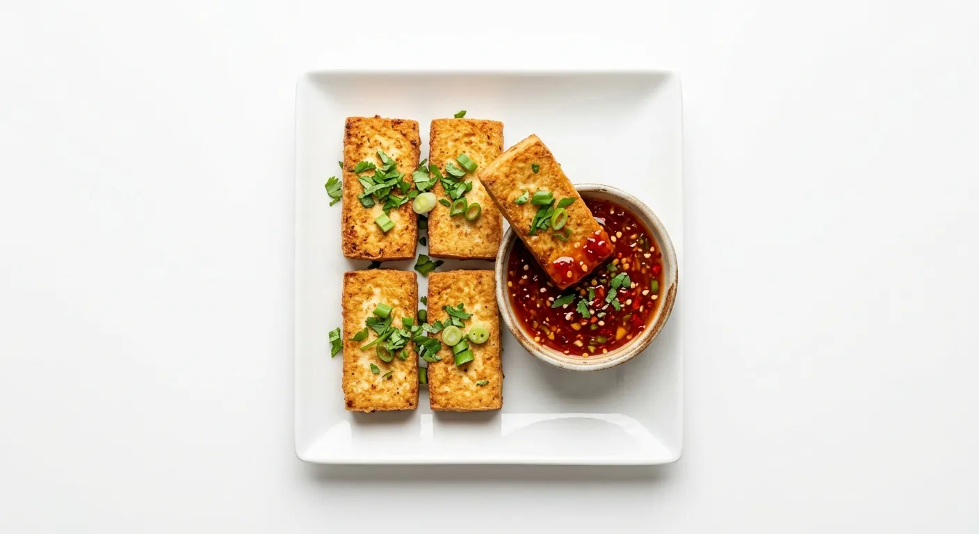 Golden Tofu Cakes with Homemade Sweet Chili Sauce