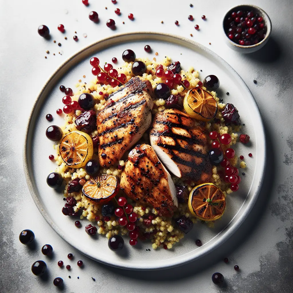 Gooseberry and Blackcurrant Couscous with Grilled Chicken