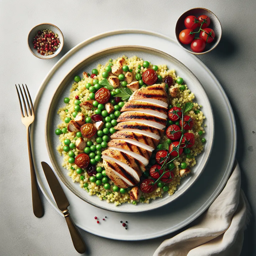 Gooseberry and Pea Couscous with Grilled Chicken