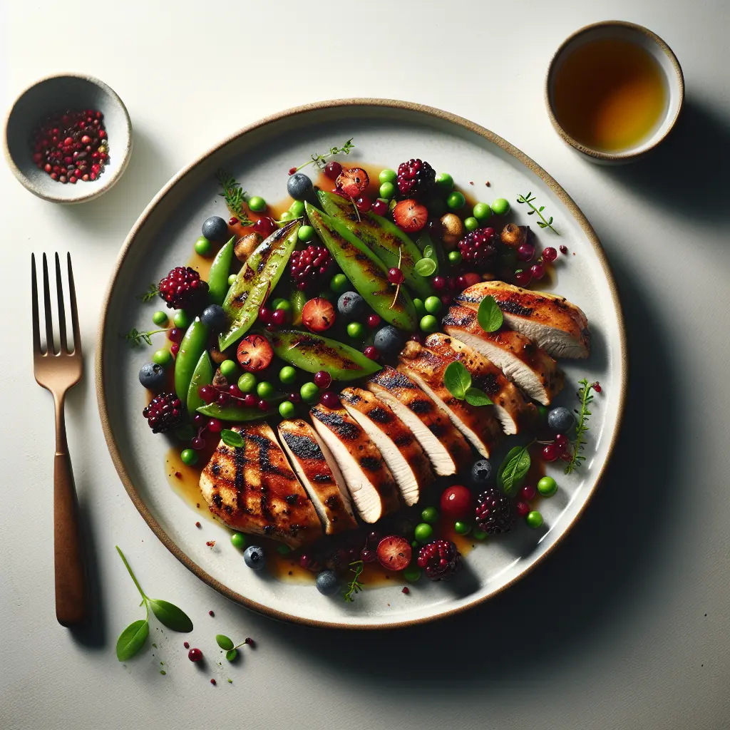 Grilled Chicken with Autumn Berry and Pea Salad