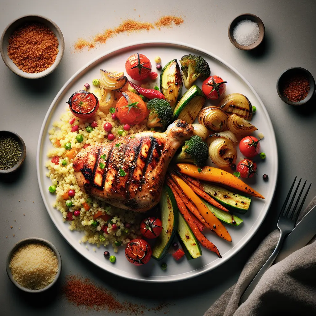 Grilled Chicken with Couscous and Roasted Vegetables