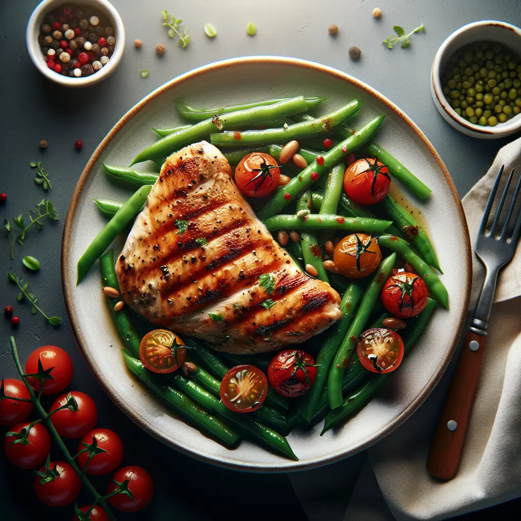 Grilled Chicken with Green Bean and Cherry Tomato Salad