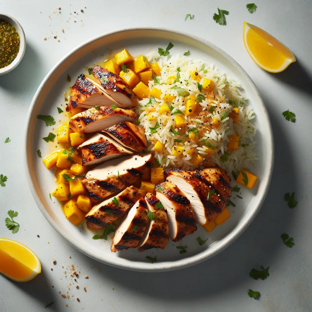 Grilled Chicken with Mango Coriander Rice