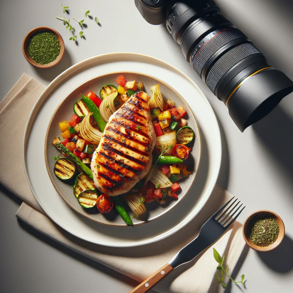 Grilled Chicken with Ratatouille and Herb Salad
