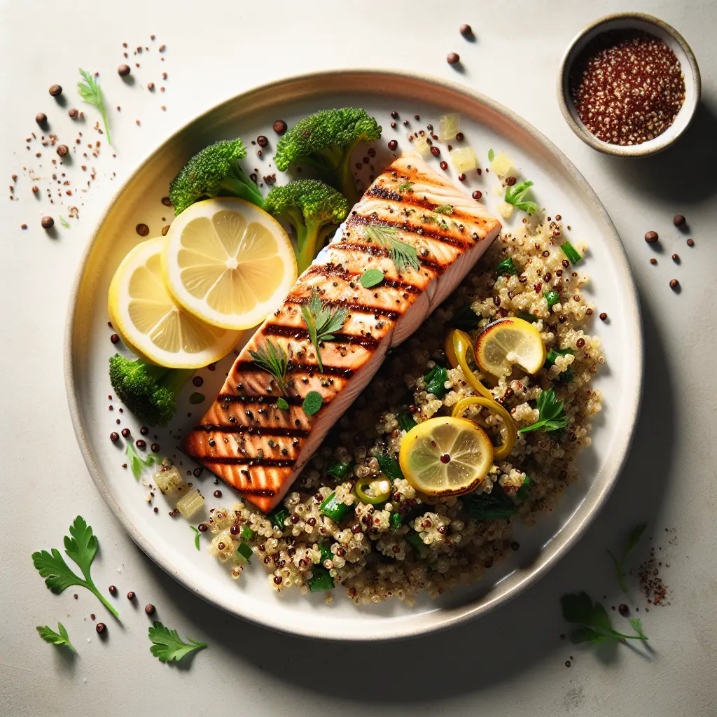 Grilled Lemon Herb Salmon with Quinoa-Free Tabbouleh
