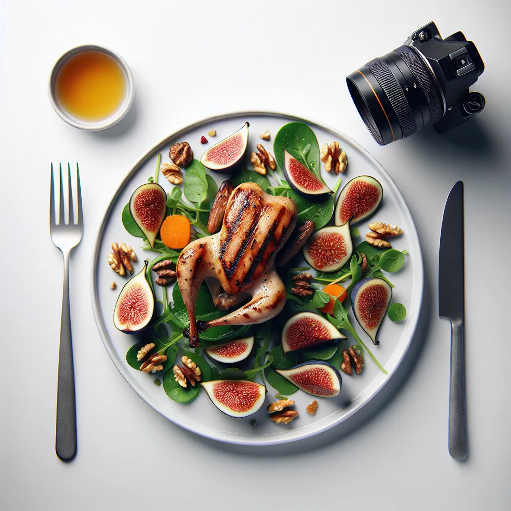 Grilled Quail with Fig and Walnut Salad