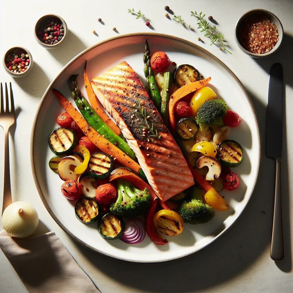 Grilled Salmon with Autumn Vegetable Medley