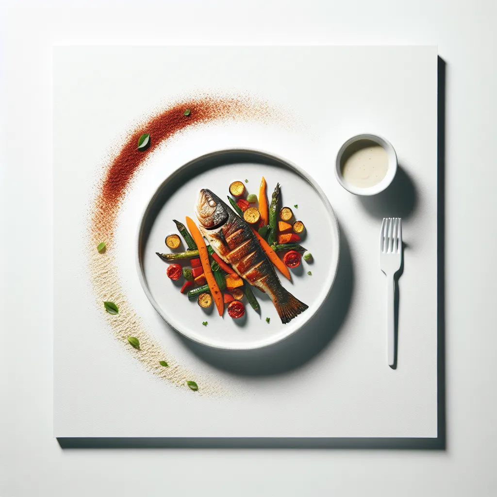 Spicy Grilled Sea Bass with Roasted Vegetables