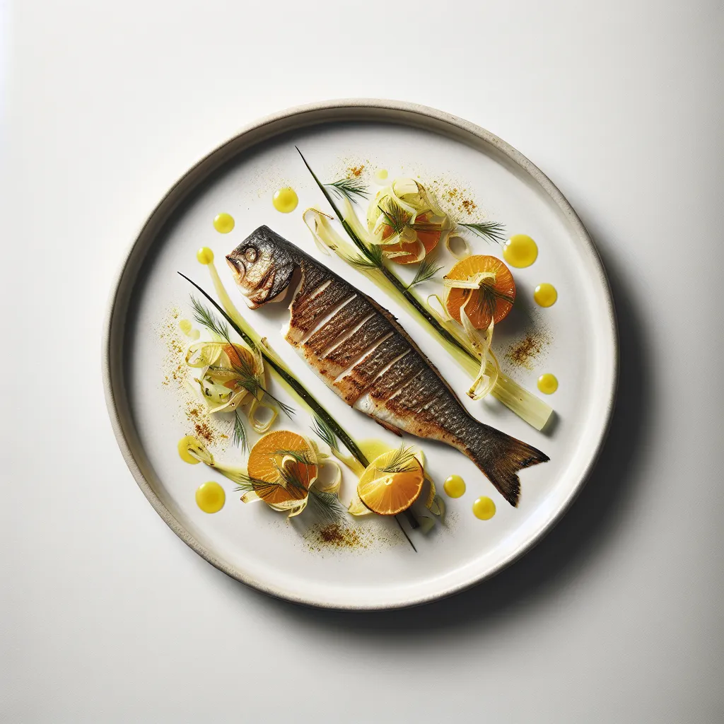 Grilled Sea Bass with Saffron-Infused Fennel and Orange Salad