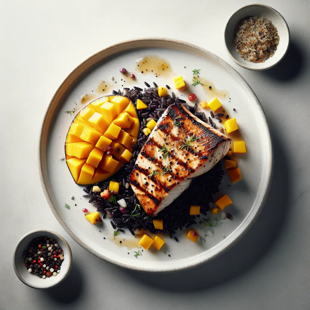 Grilled Swordfish with Mango Salsa and Black Rice
