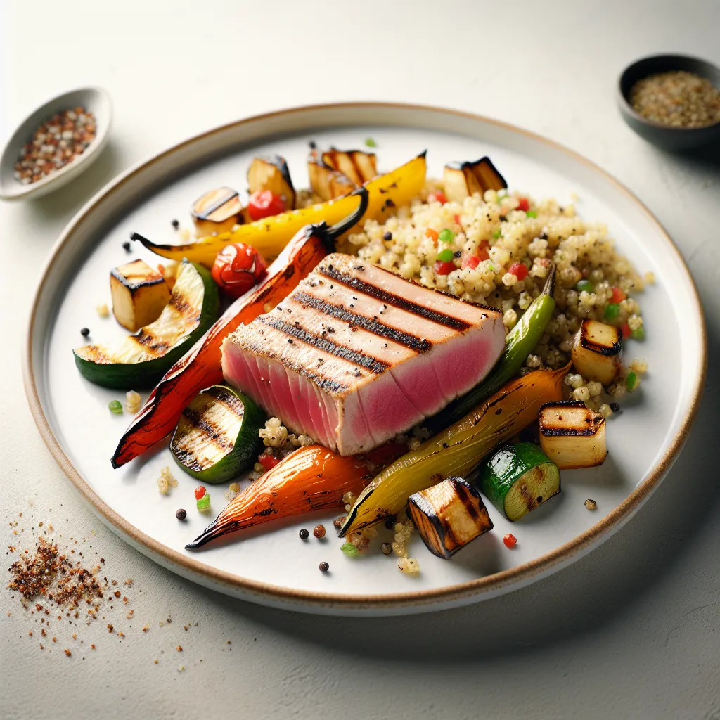 Grilled Tuna with Quinoa and Roasted Vegetables