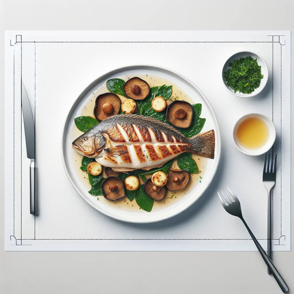 Grilled Turbot with Chestnut and Mushroom Ragout