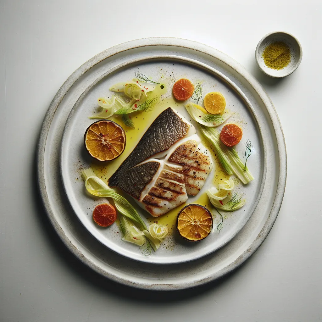 Grilled Turbot with Saffron-Infused Fennel and Citrus Salad