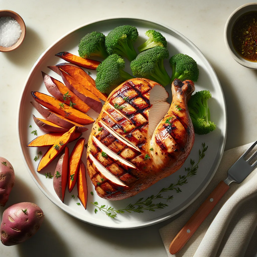 Grilled Turkey with Sweet Potato and Broccoli