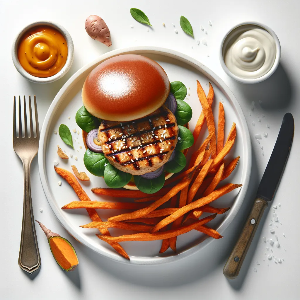 Autumn Harvest Turkey Burger with Sweet Potato Fries