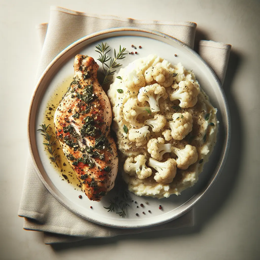 Herb-Crusted Chicken with Mashed Cauliflower