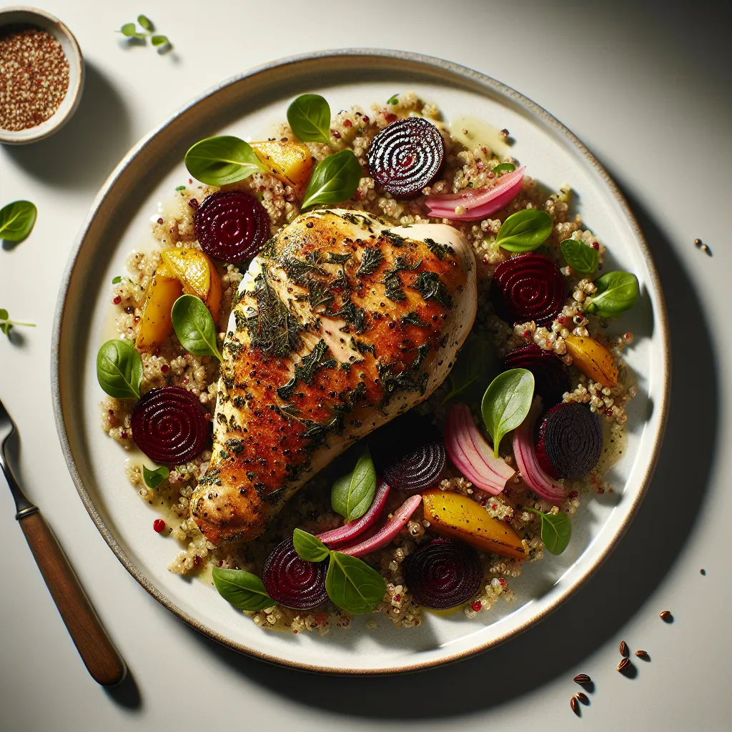 Herb-Crusted Chicken with Roasted Beetroot and Quinoa Salad