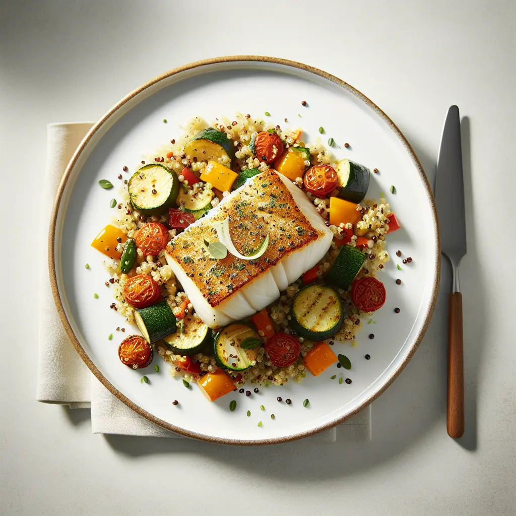Herb-Crusted Cod with Ratatouille and Quinoa