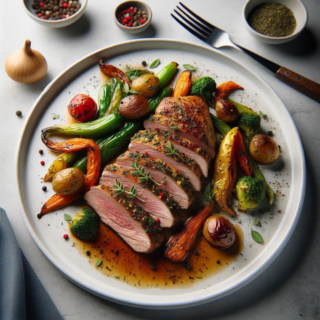 Herb-Crusted Duck Breast with Roasted Autumn Vegetables