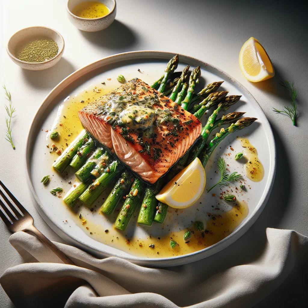 Herb-Crusted Salmon with Asparagus and Lemon Butter