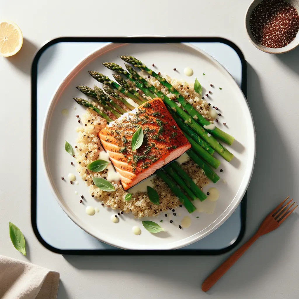 Herb-Crusted Salmon with Quinoa and Asparagus